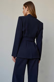 Navy Satin 2 Piece Single Breasted Ball Suits