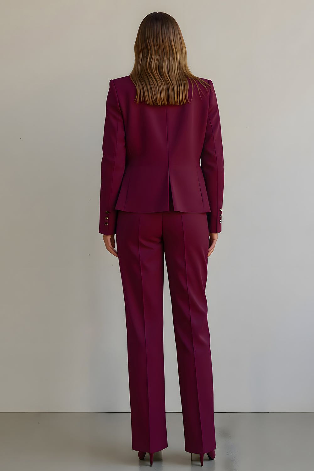 Burgundy 2 Piece Ruffled Satin Women Ball Suits with Pockets