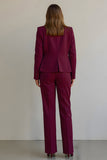 Burgundy 2 Piece Ruffled Satin Women Ball Suits with Pockets