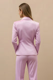 2 Piece Pink Satin Notched Lapel Double Breasted Women Business Suits