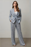 Sparkly Grey 2 Piece Sequins Women Ball Suits with Pockets