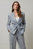 Sparkly Grey 2 Piece Sequins Women Ball Suits with Pockets