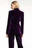 Dark Purple 2 Piece Peak Lapel Velvet Business Suits