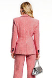 Red Plaid 2 Piece Notched Lapel Business Suits
