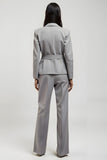 Grey Notched Lapel V Neck 2 Piece Women Suits with Pockets