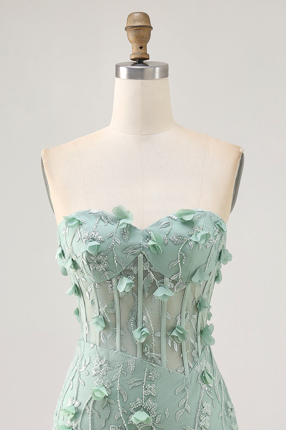 Sage Sweetheart Corset Appliqued Short Homecoming Dress