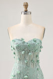 Sage Sweetheart Corset Appliqued Short Homecoming Dress
