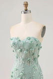 Sage Sweetheart Corset Appliqued Short Homecoming Dress