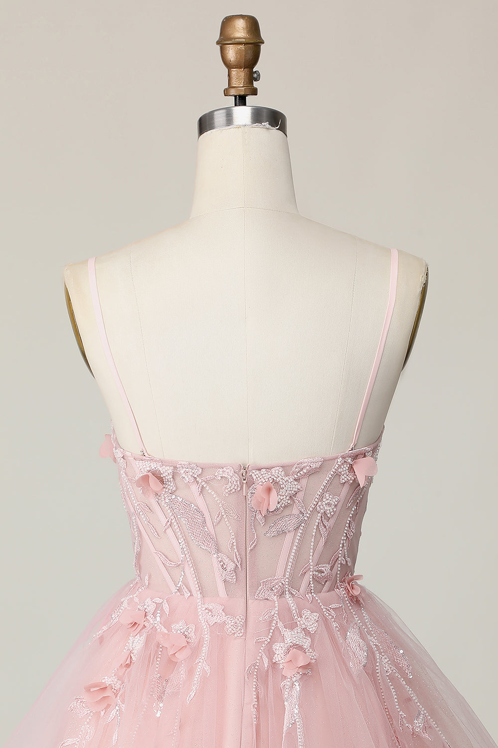 Pink Corset A Line Short Appliqued Homecoming Dress with Beading