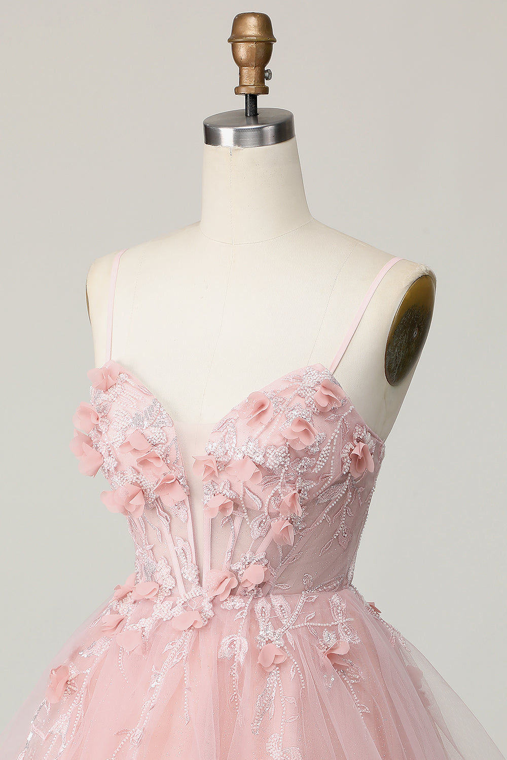 Pink Corset A Line Short Appliqued Homecoming Dress with Beading