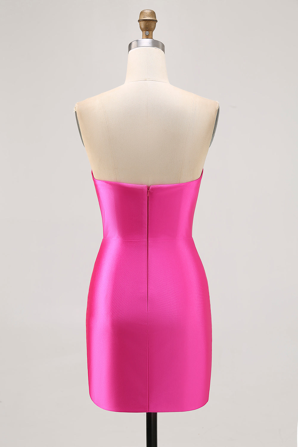 Fuchsia Strapless Beaded Bodycon Homecoming Dress with Slit