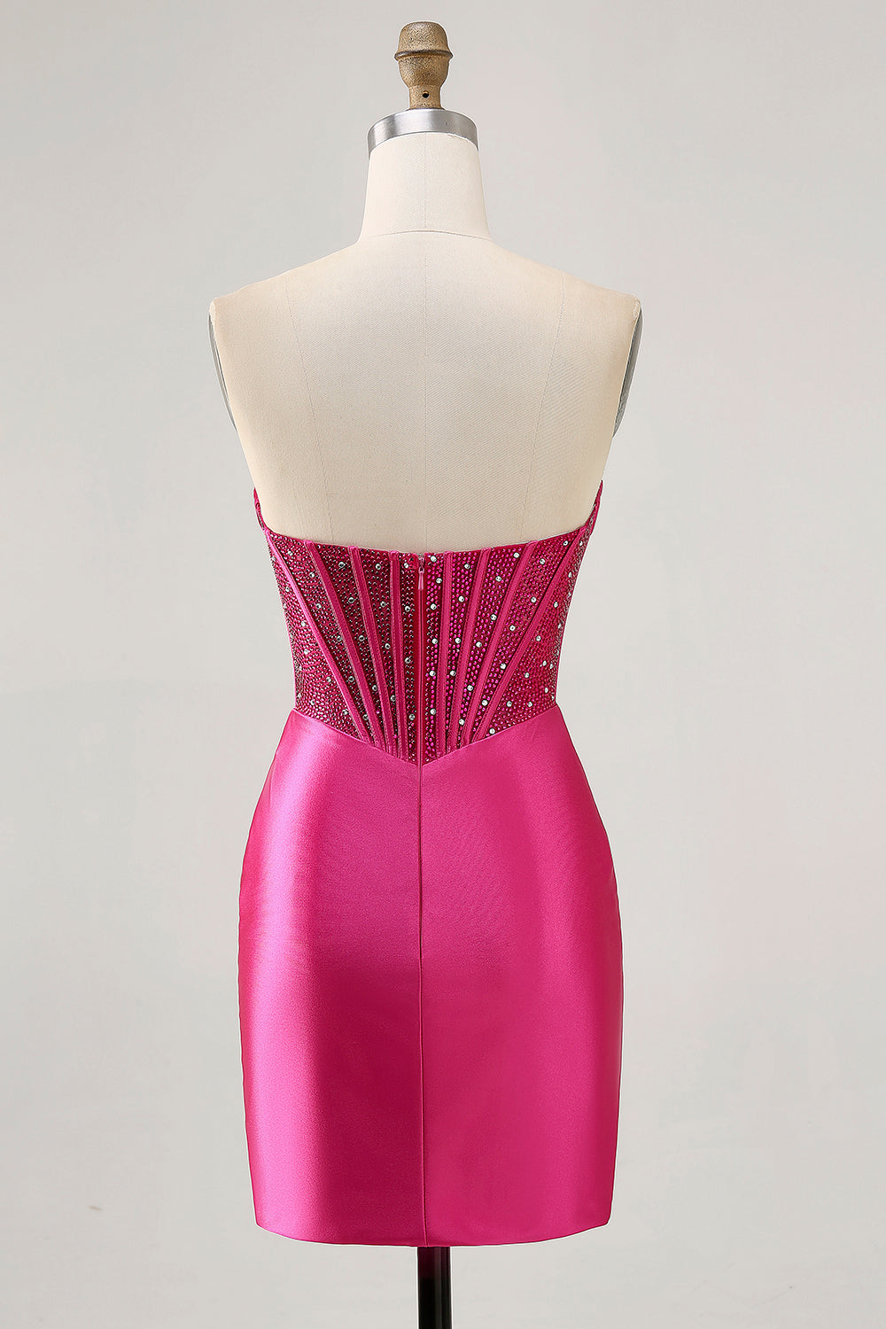 Sparkly Fuchsia Corset Tight Satin Short Homecoming Dress