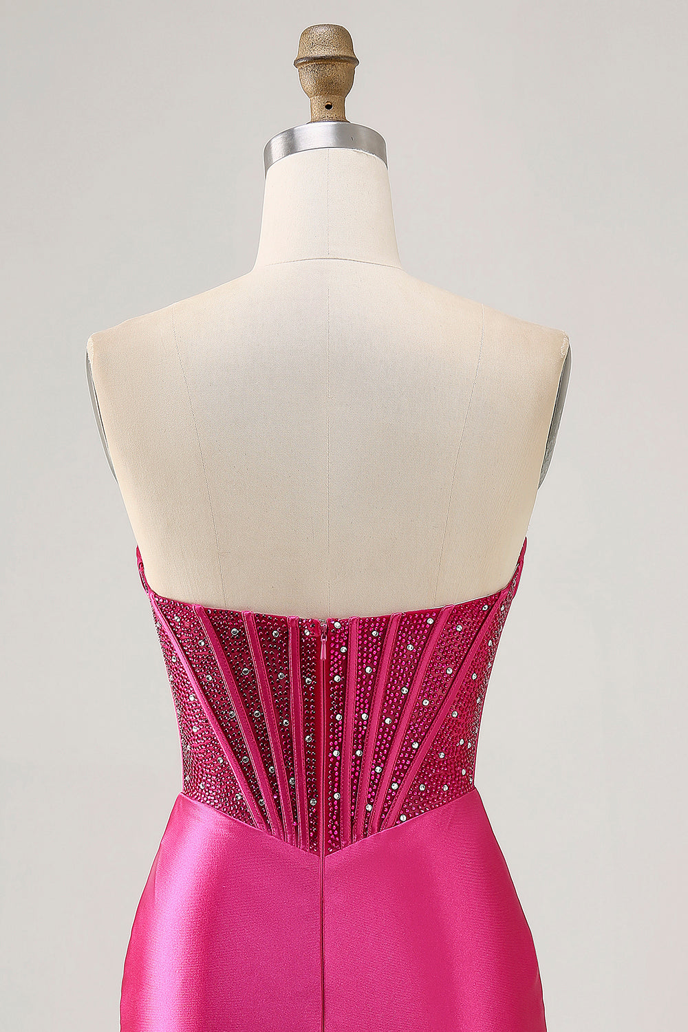 Sparkly Fuchsia Corset Tight Satin Short Homecoming Dress