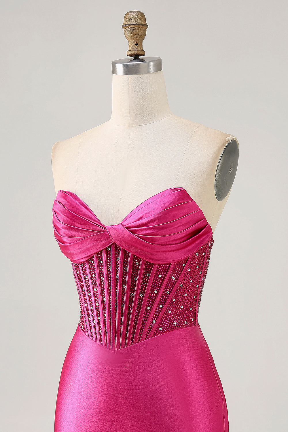 Sparkly Fuchsia Corset Tight Satin Short Homecoming Dress