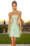 Short A-Line Sage Green Cocktail Dress with Appliques