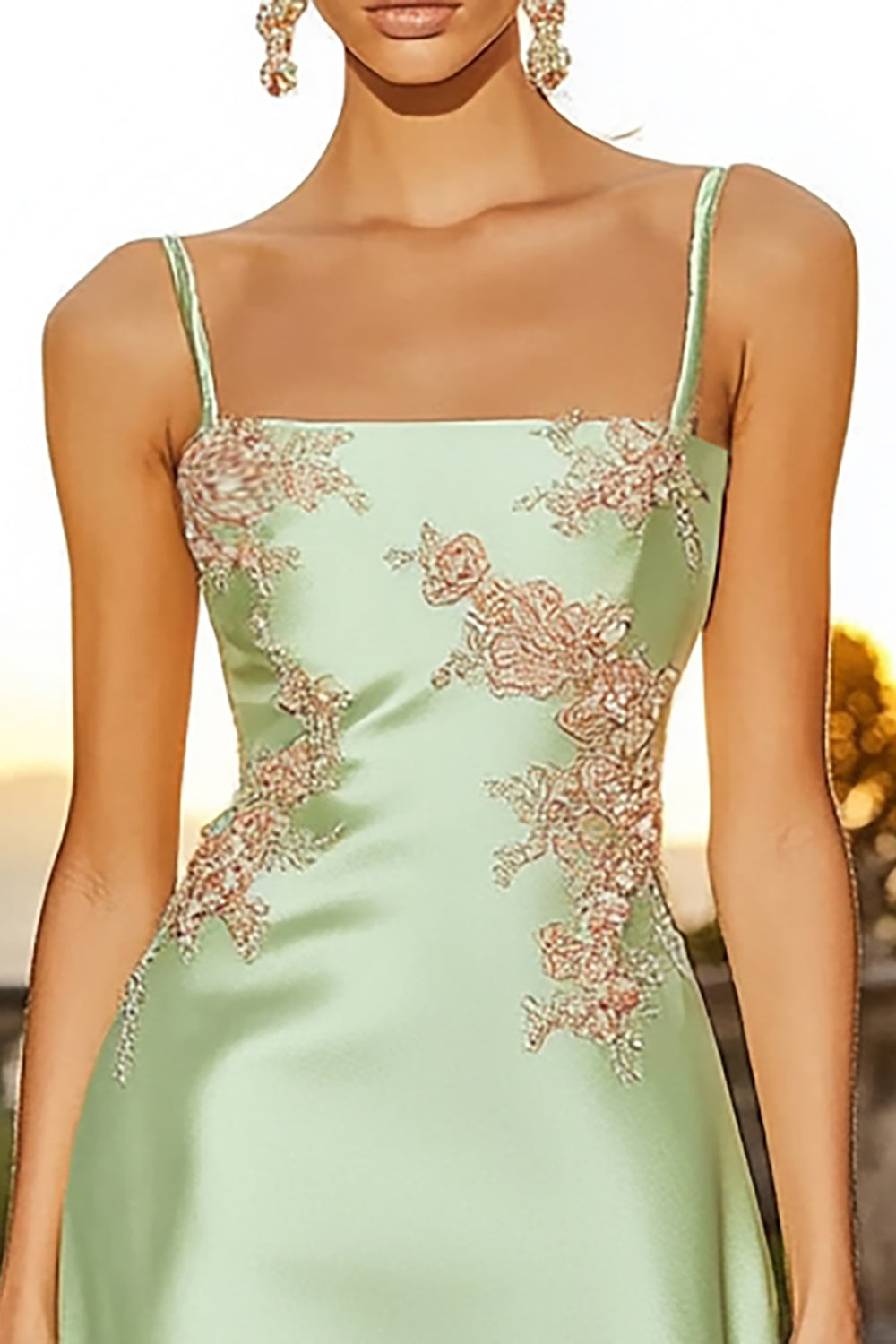 Short A-Line Sage Green Cocktail Dress with Appliques