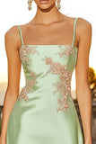 Short A-Line Sage Green Cocktail Dress with Appliques