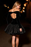 Off the Shoulder A-Line Black Cocktail Dress