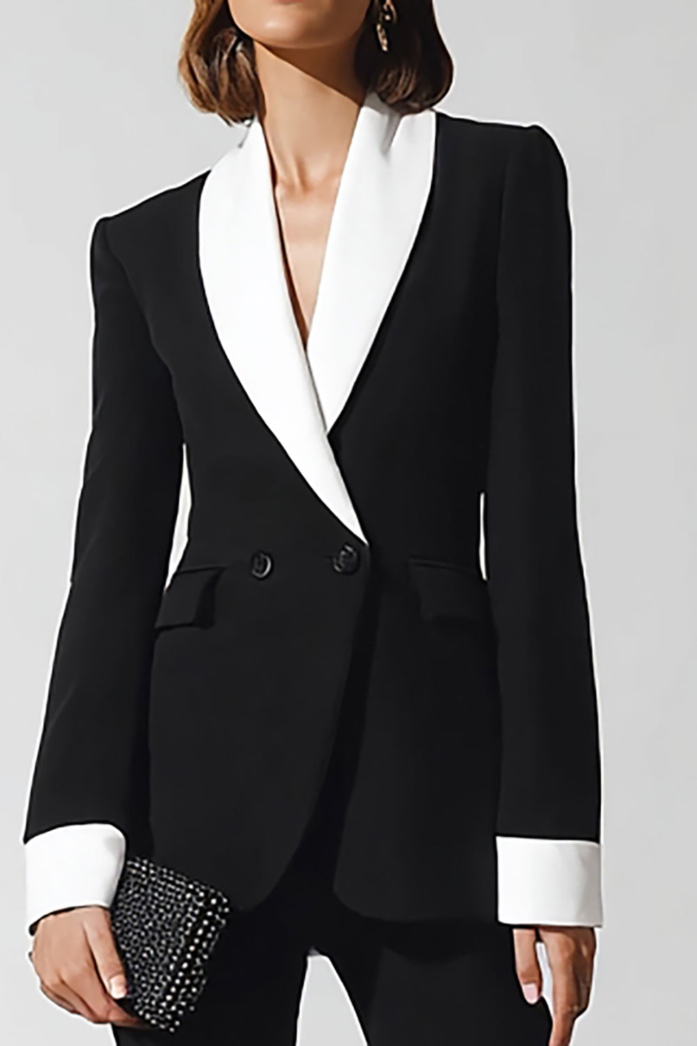 2 Piece Black Flare Leg Shawl Lapel Business Suits