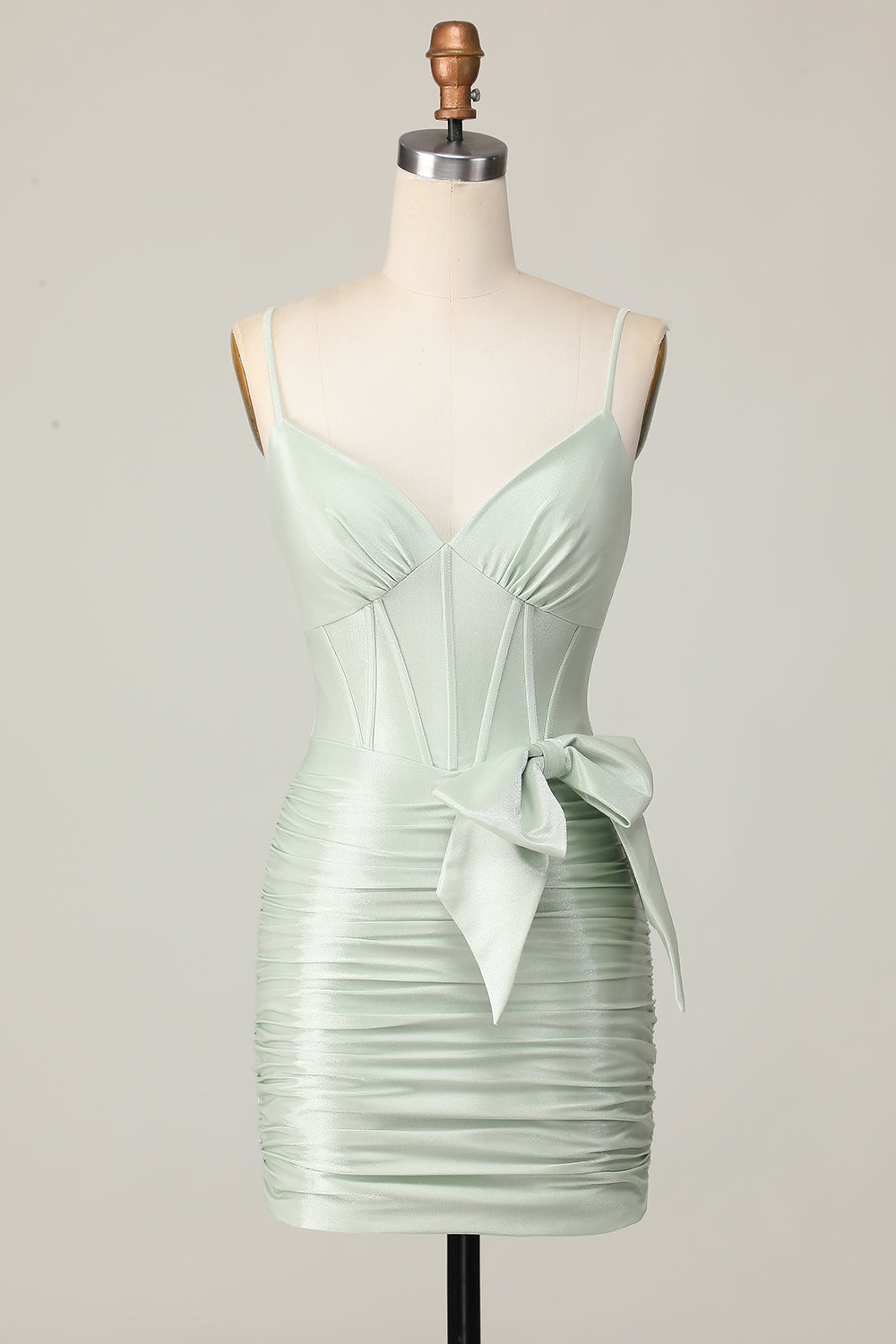 Sage Bodycon Corset Short Homecoming Dress with Bow