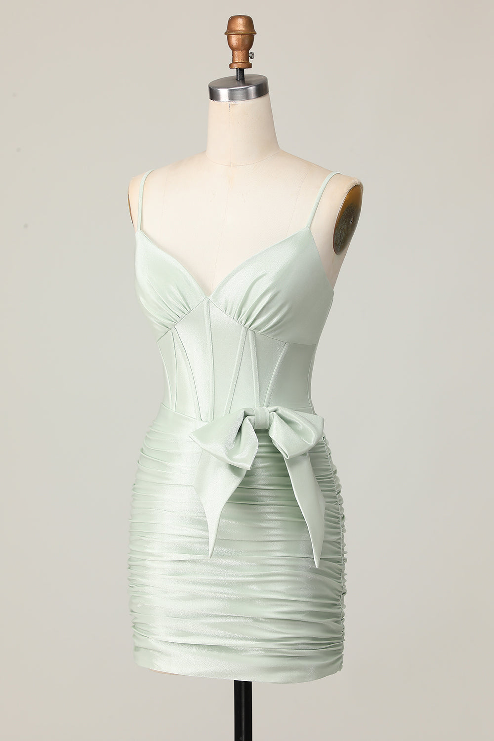Sage Bodycon Corset Short Homecoming Dress with Bow