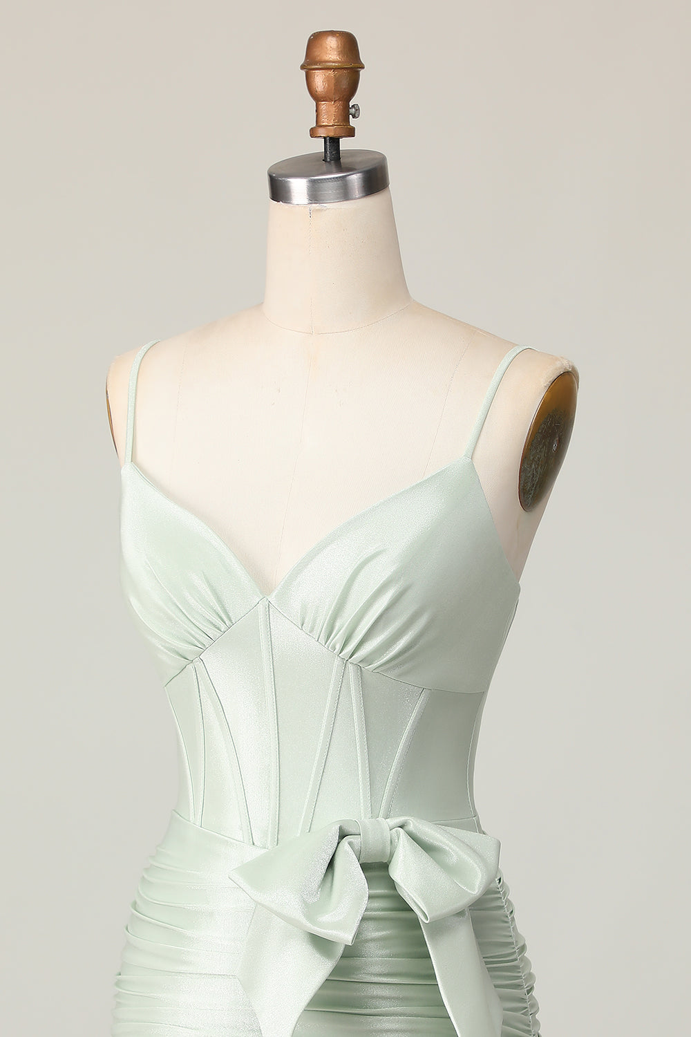 Sage Bodycon Corset Short Homecoming Dress with Bow