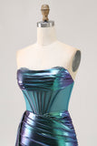 Metallic Green Corset Ruched Bodycon Short Homecoming Dress