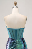 Metallic Green Corset Ruched Bodycon Short Homecoming Dress