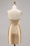 Golden Strapless Corset Bodycon Short Homecoming Dress