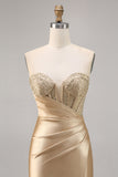 Golden Strapless Corset Bodycon Short Homecoming Dress