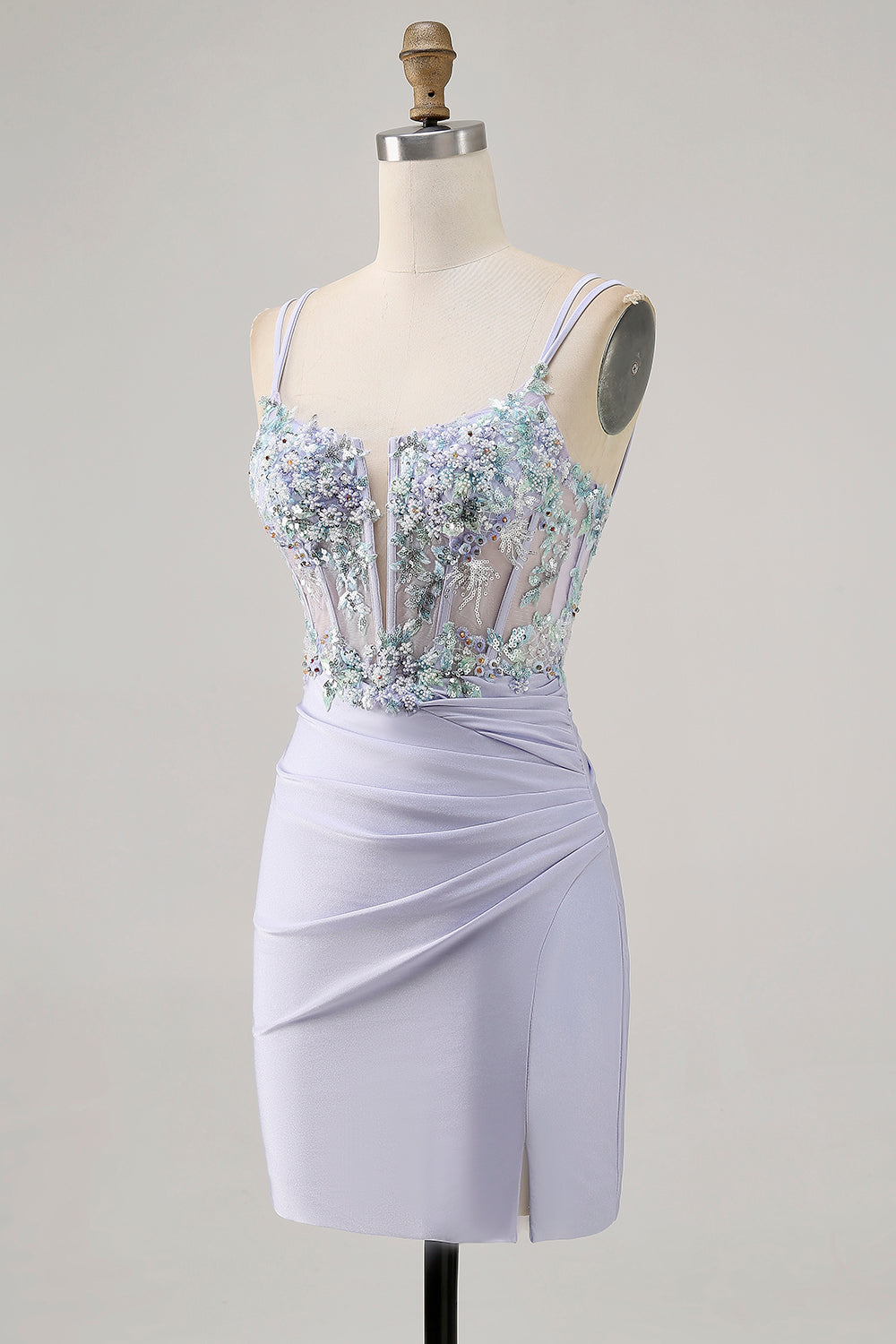Corset Lavender Bodycon Sequin Homecoming Dress