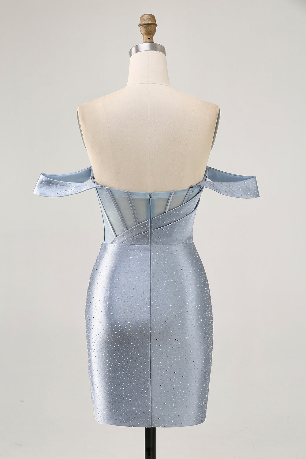Corset Dusty Blue Bodycon Off The Shoulder Homecoming Dress
