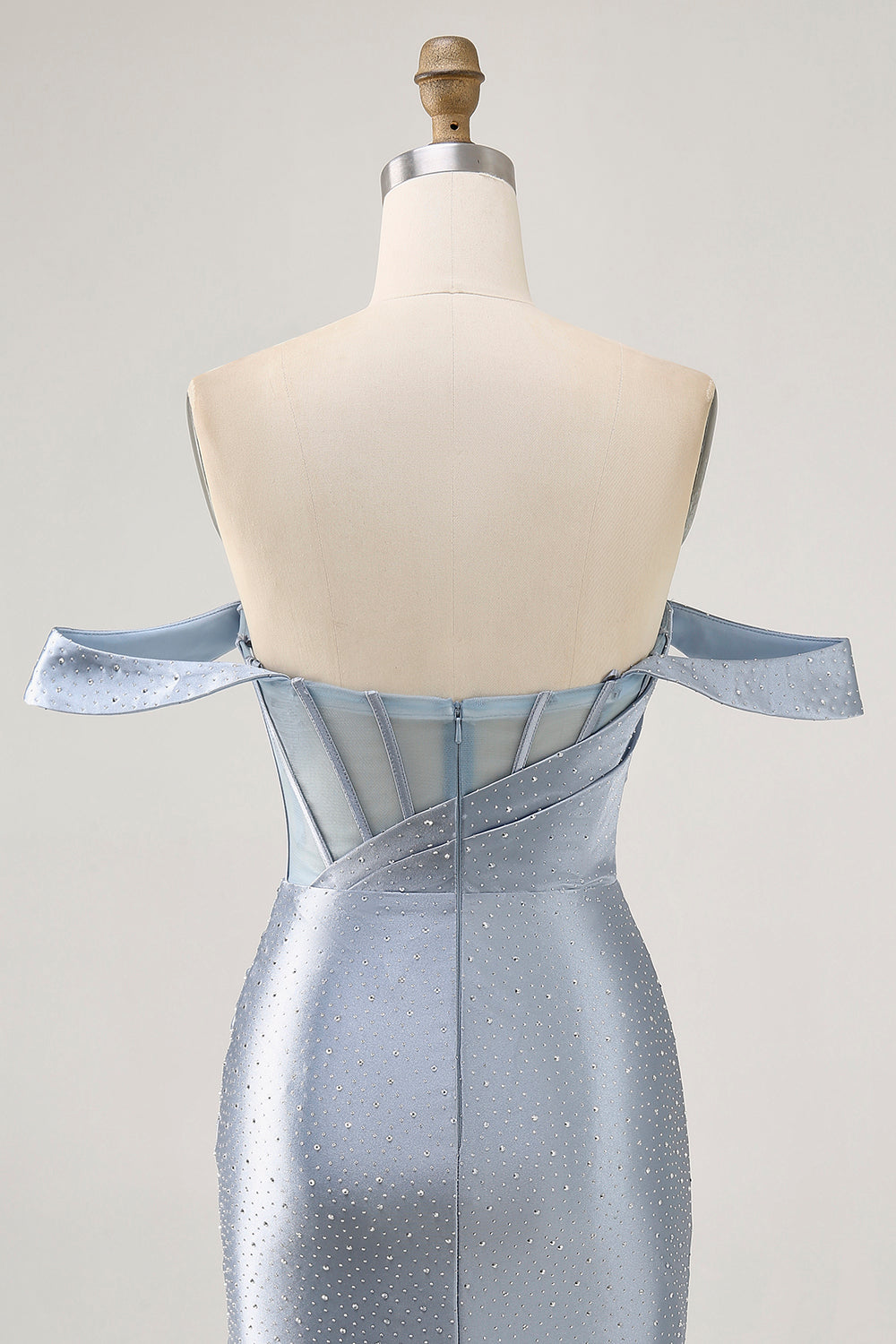 Corset Dusty Blue Bodycon Off The Shoulder Homecoming Dress