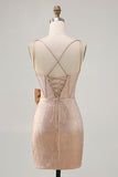 Champagne Satin Short Homecoming Dress with Bow