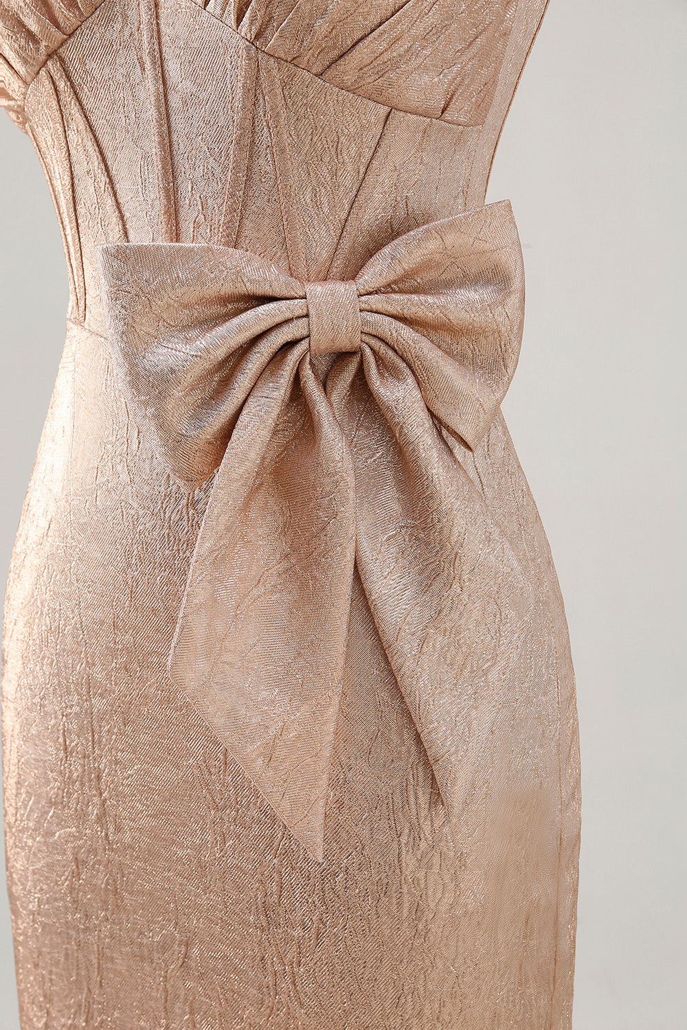 Champagne Satin Short Homecoming Dress with Bow