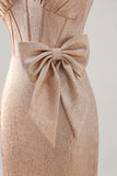 Champagne Satin Short Homecoming Dress with Bow