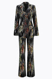 Sparkly Black Peak Lapel 2 Piece Women's Prom Suit