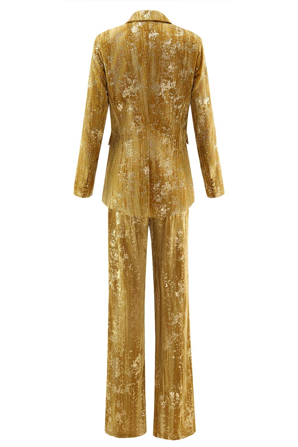 Sparkly Yellow Peak Lapel 2 Piece Women Prom Suits with Sleeves