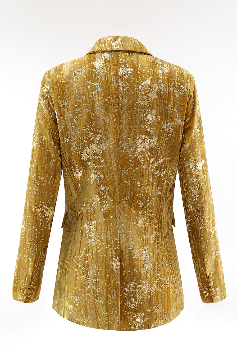 Sparkly Yellow Peak Lapel 2 Piece Women Prom Suits with Sleeves