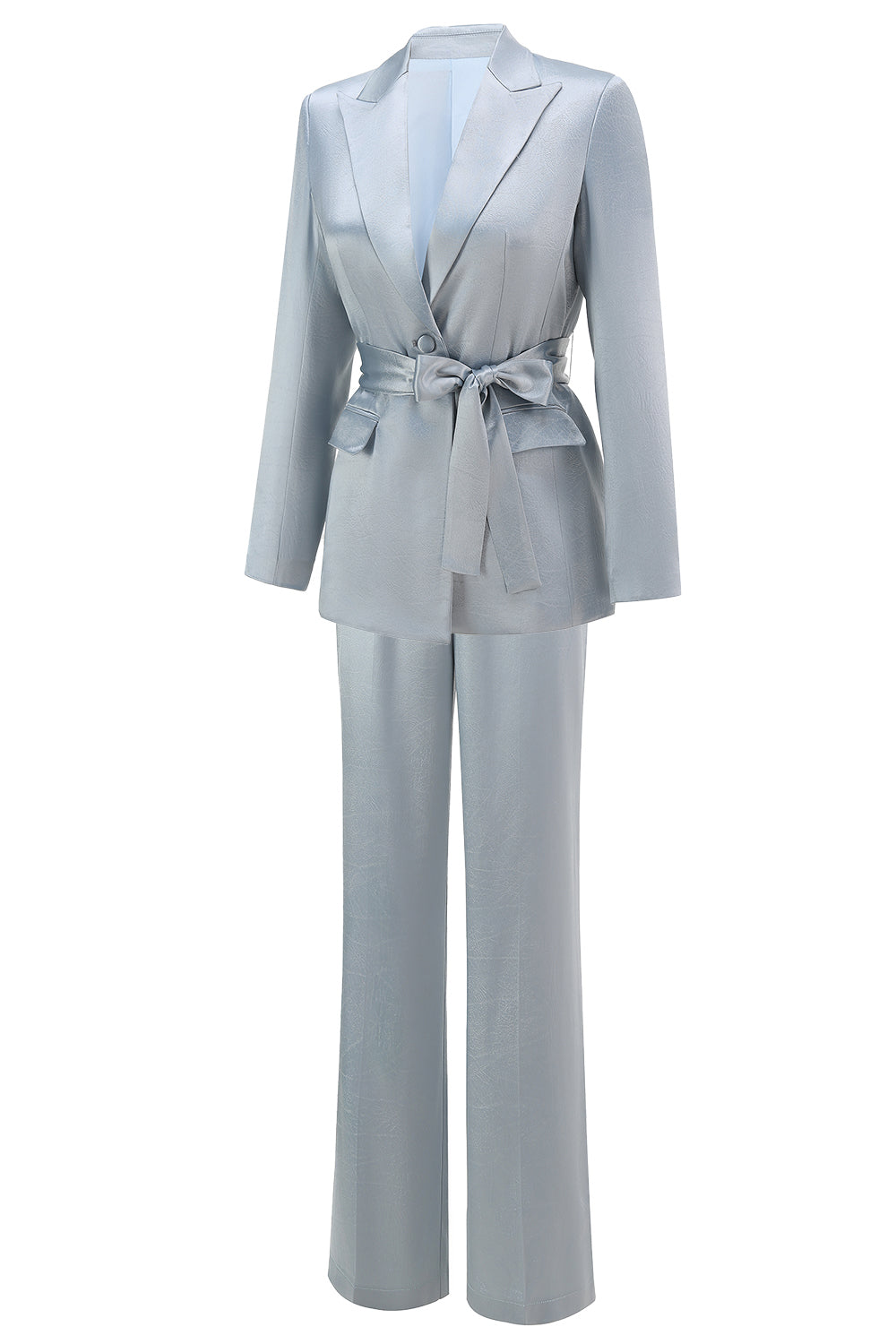 Dusty Blue Peak Lapel 2 Piece Women's Suit with Sash