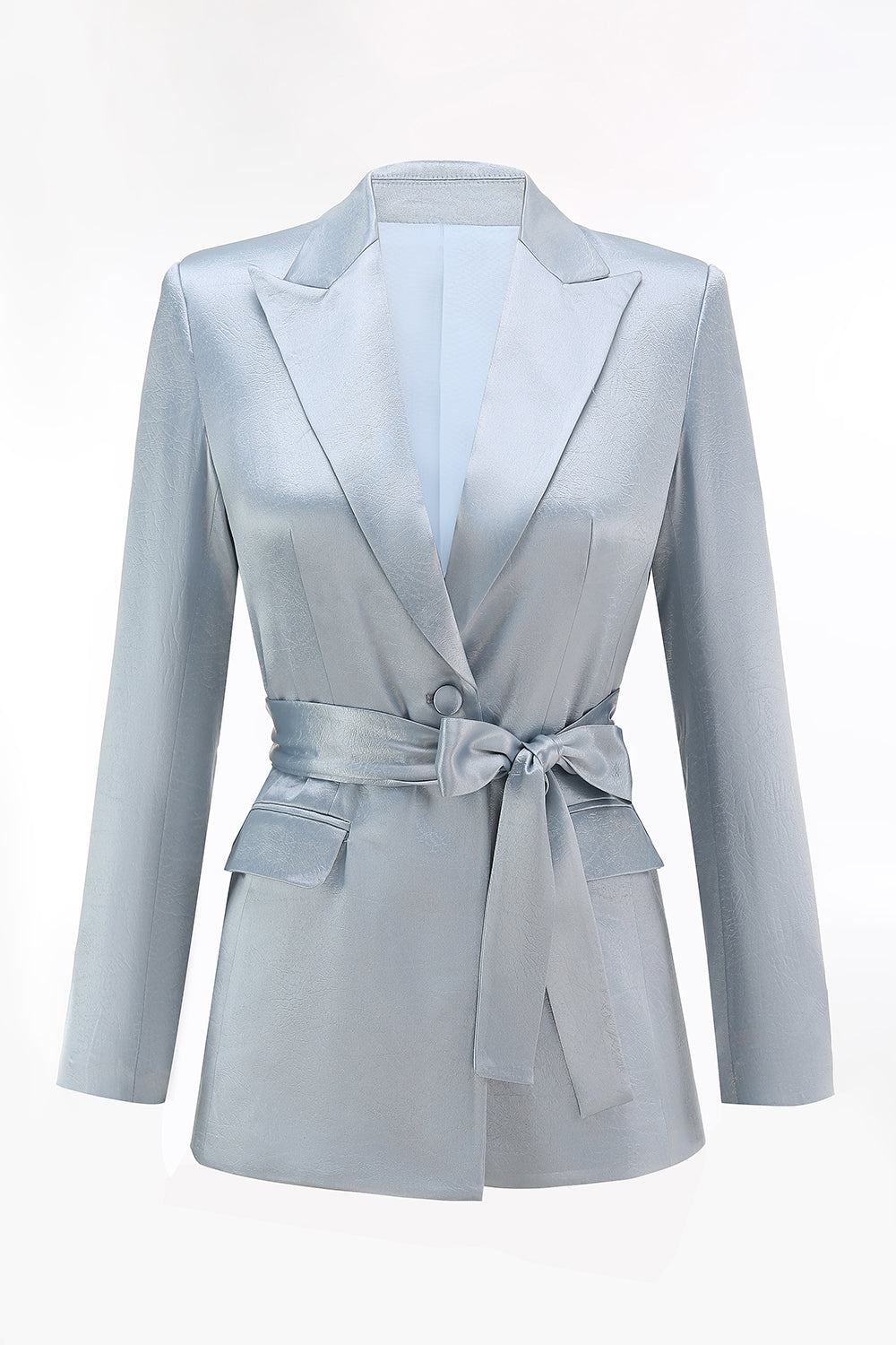 Dusty Blue Peak Lapel 2 Piece Women's Suit with Sash
