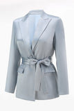 Dusty Blue Peak Lapel 2 Piece Women's Suit with Sash