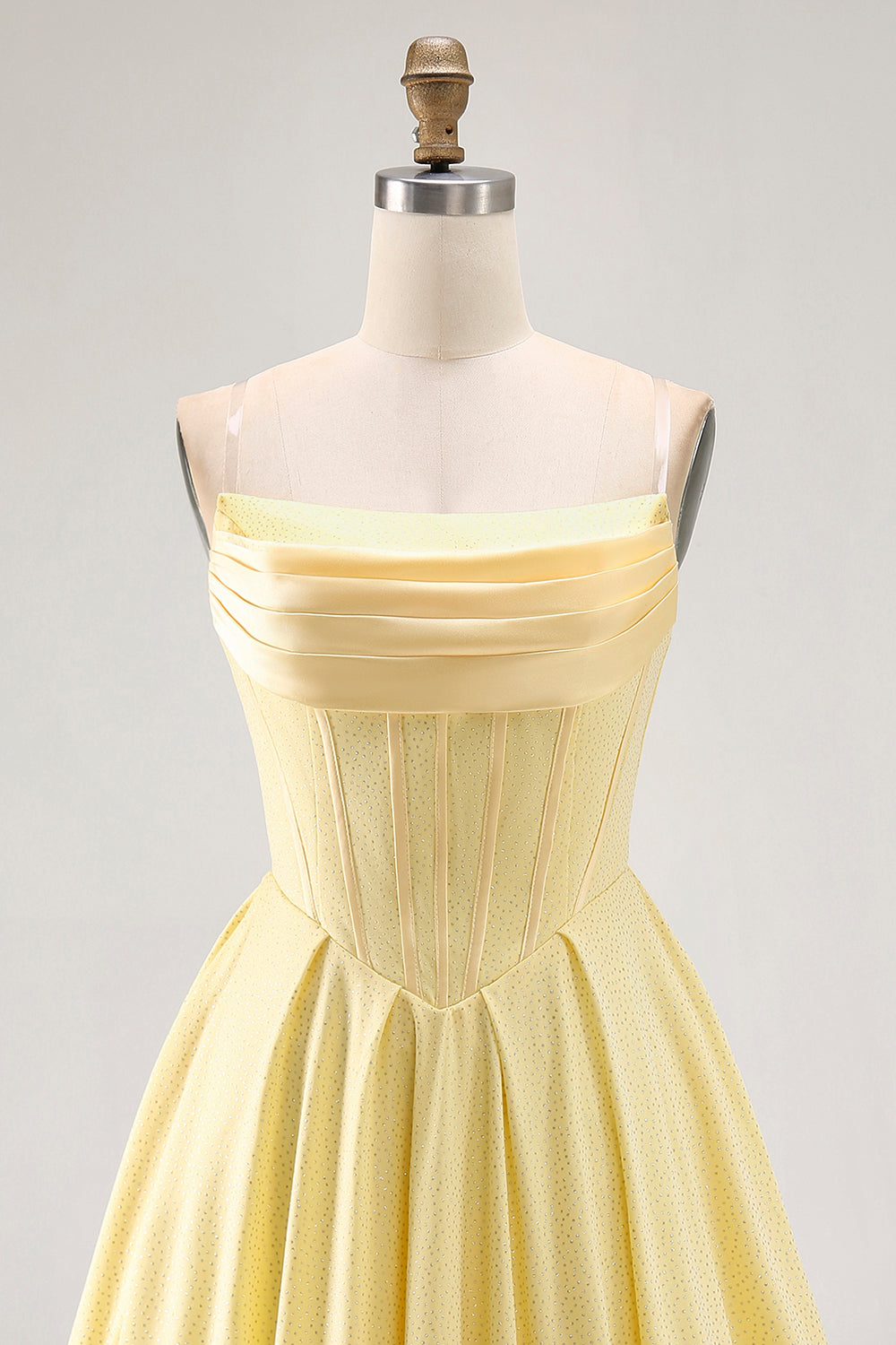 Yellow Strapless A-Line Corset Cocktail Dress with Beading