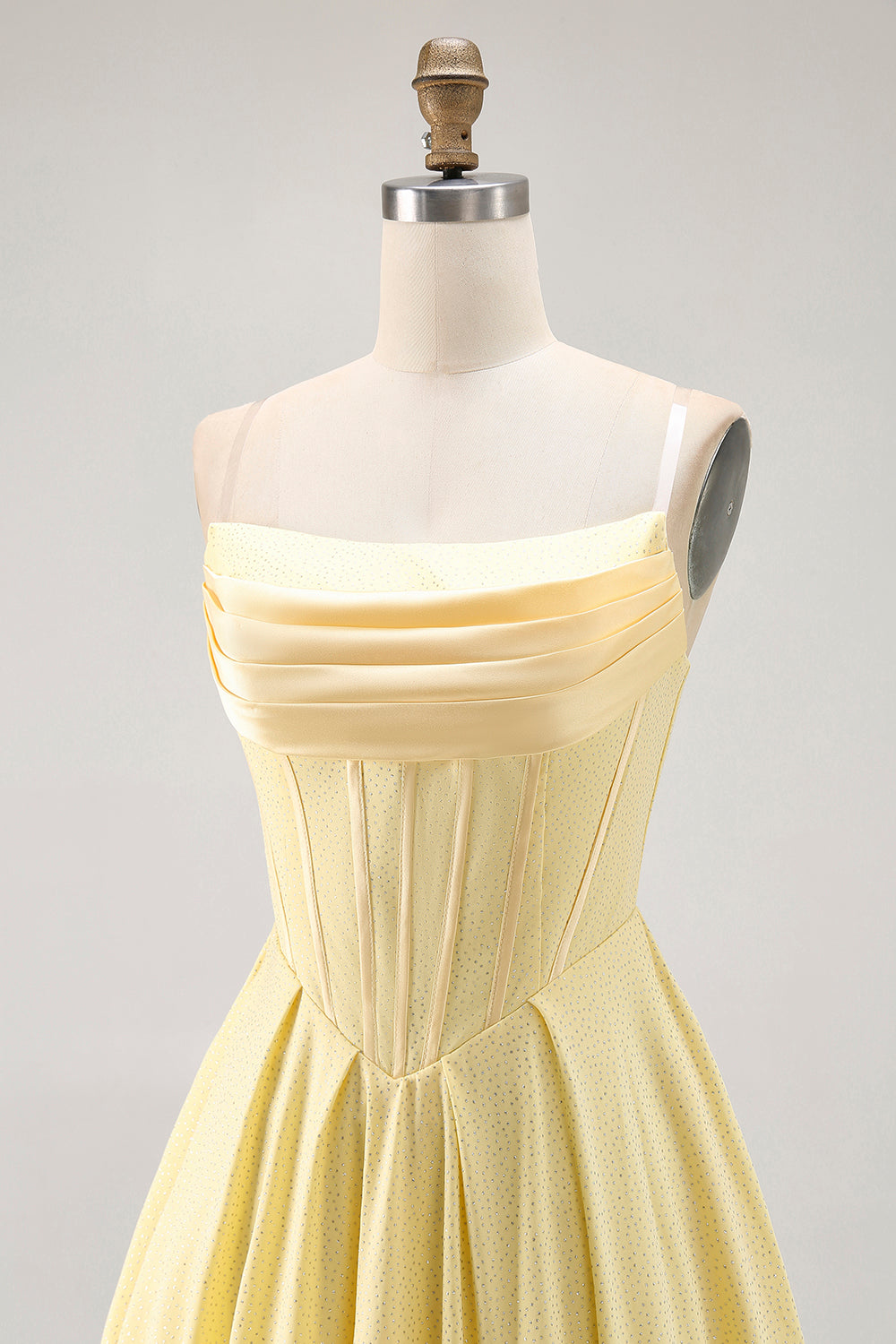 Yellow Strapless A-Line Corset Cocktail Dress with Beading