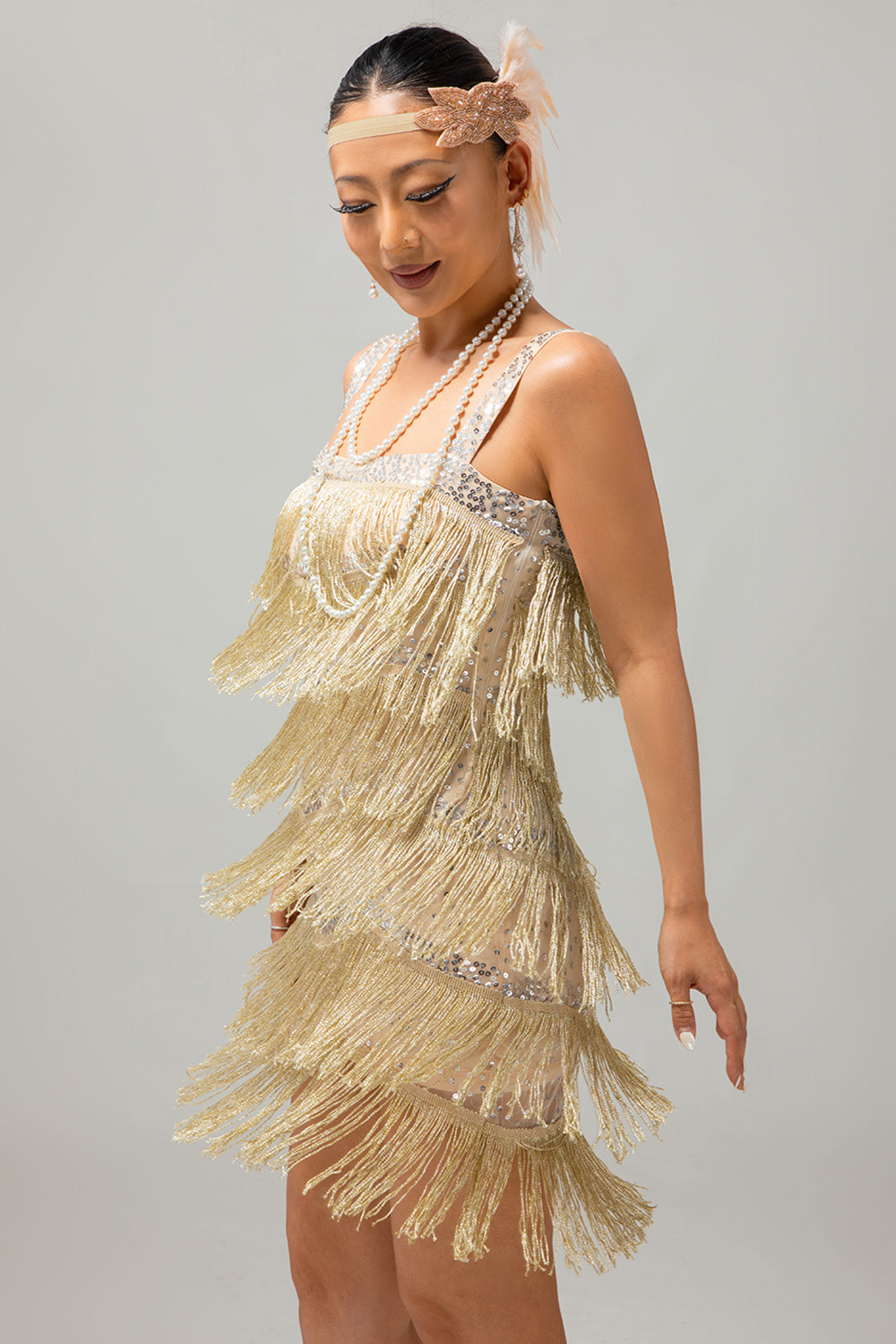 Black Sequin Gatsby Bodycon Short 1920s Dress with Fringes