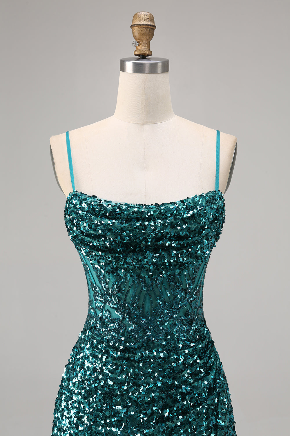 Corset Grey Blue Bodycon Sequin Homecoming Dress