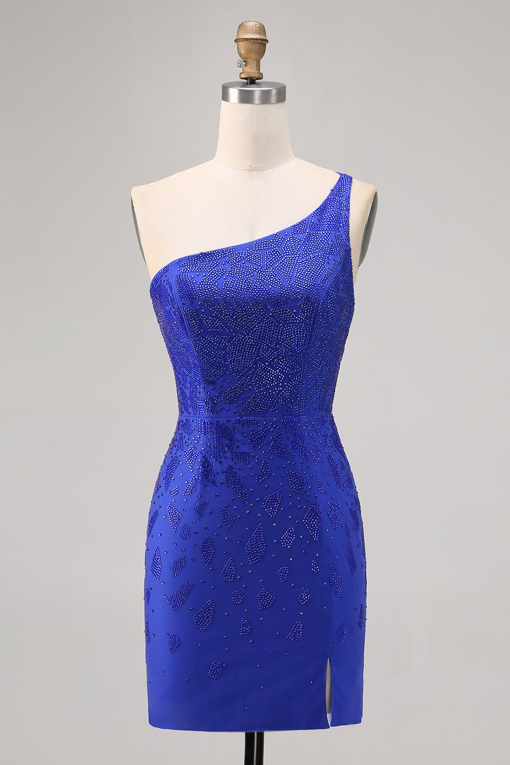 Royal Blue Bodycon Beaded One Shoulder Homecoming Dress
