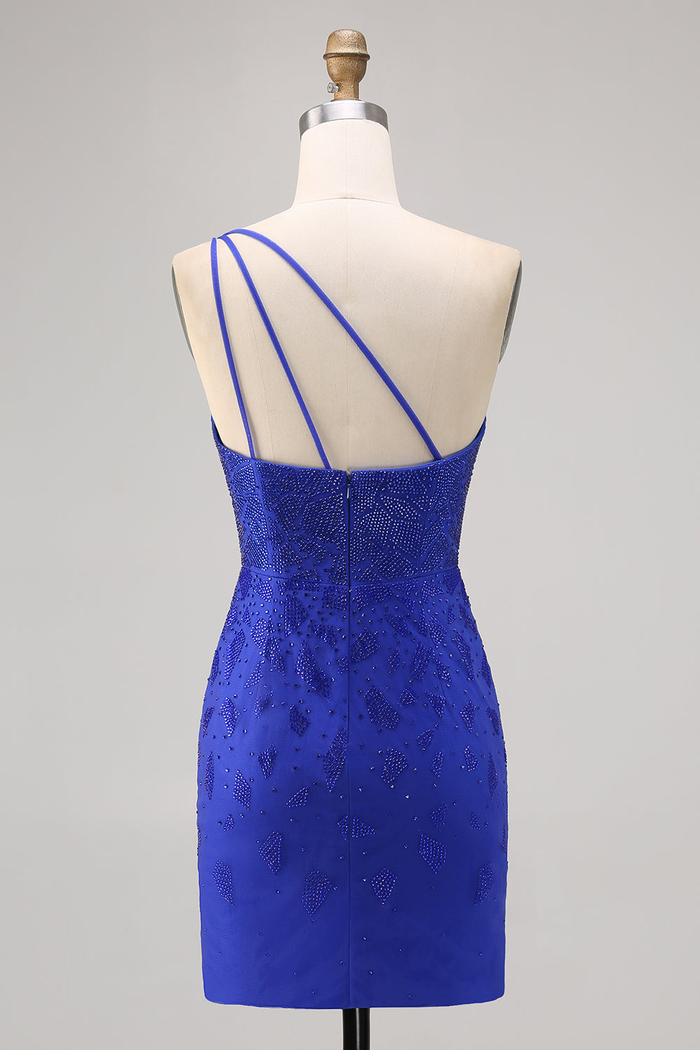 Royal Blue Bodycon Beaded One Shoulder Homecoming Dress