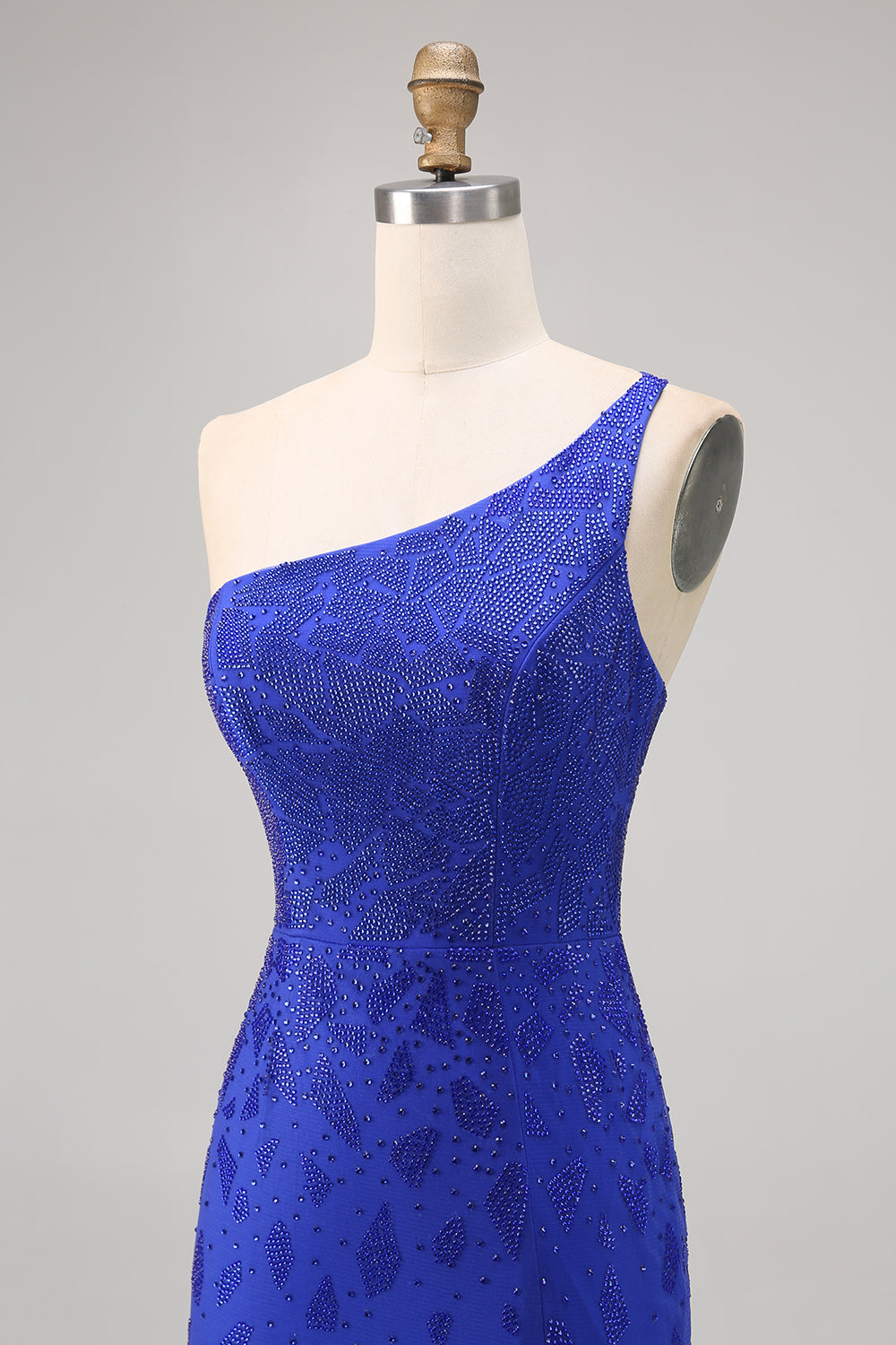 Royal Blue Bodycon Beaded One Shoulder Homecoming Dress