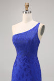 Royal Blue Bodycon Beaded One Shoulder Homecoming Dress